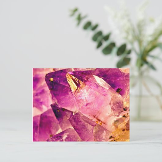 Golden Gleaming Amethyst Crystal Postkarte (Stehend Vorderseite)