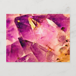 Golden Gleaming Amethyst Crystal Postkarte
