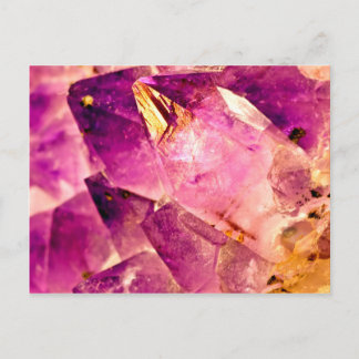 Golden Gleaming Amethyst Crystal Postkarte
