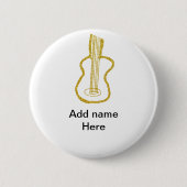 Golden glitter acoustic guitar add name doodle button (Vorderseite)