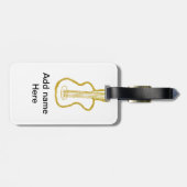 Golden glitter acoustic guitar add name doodle  gepäckanhänger (Rückseite horizontal)