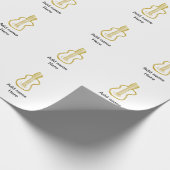 Golden glitter acoustic guitar add name doodle  geschenkpapier (Ecke)