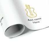 Golden glitter acoustic guitar add name doodle  geschenkpapier (Rolleneckpunkt)