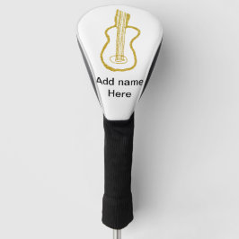 Golden glitter acoustic guitar add name doodle  golf headcover