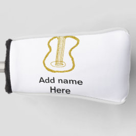 Golden glitter acoustic guitar add name doodle  golf headcover