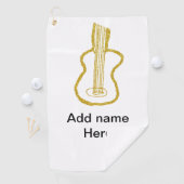 Golden glitter acoustic guitar add name doodle  golfhandtuch (Insitu)