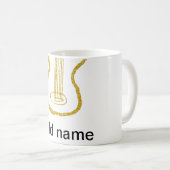 Golden glitter acoustic guitar add name doodle  kaffeetasse (VorderseiteRechts)