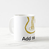 Golden glitter acoustic guitar add name doodle  kaffeetasse (Vorderseite Links)