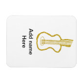 Golden glitter acoustic guitar add name doodle  magnet (Horizontal)