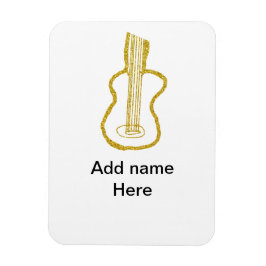 Golden glitter acoustic guitar add name doodle  magnet