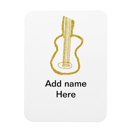 Golden glitter acoustic guitar add name doodle  magnet (Vertikal)