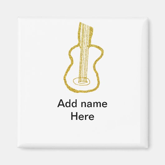 Golden glitter acoustic guitar add name doodle  magnet (Vorne)