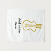 Golden glitter acoustic guitar add name doodle wandteppich (Vorderseite (Horizontal))