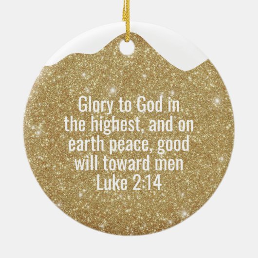 Golden Glitter Christmas Luke Bible Verse ⛪️ 🎄 Keramik Ornament (Hinten)