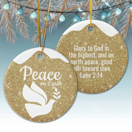 Golden Glitter Christmas Luke Bible Verse ⛪️ 🎄 Keramik Ornament