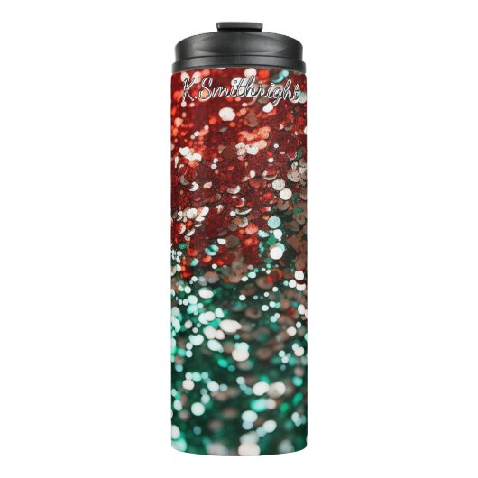 Golden Glitter Sparkling Christmas Thermosbecher (Vorderseite)