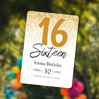 golden glitter sweet 16 birthday invitations card feiertagskarte