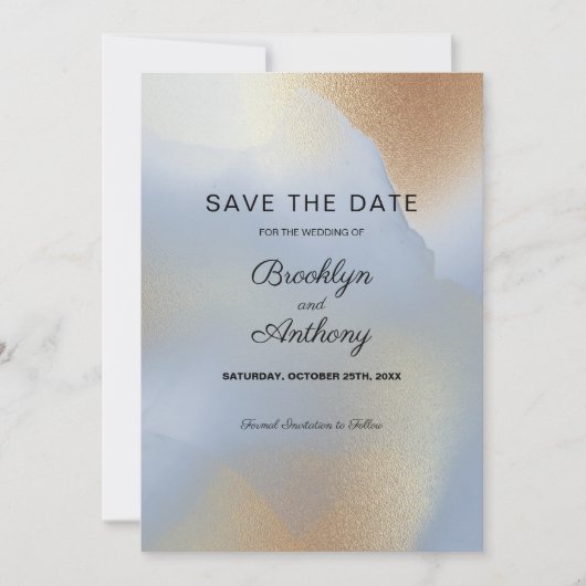 Golden Glittering Textur Save the Date Einladung (Vorderseite)
