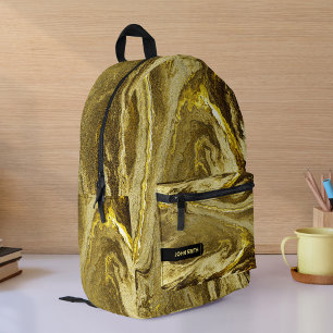 Golden Glittery Texture Luxury Pattern Monogram Bedruckter Rucksack