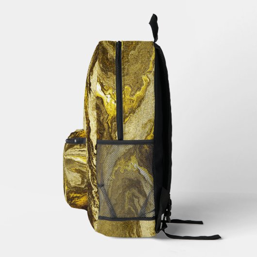 Golden Glittery Texture Luxury Pattern Monogram Bedruckter Rucksack (Rechts)