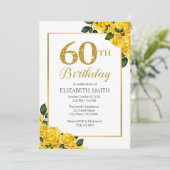Golden Glitzer 60. Geburtstag Einladung Vorlage (Stehend Vorderseite)
