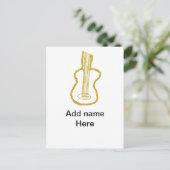 Golden Glitzer akustische Gitarre hinzufügen Name  Postkarte (Stehend Vorderseite)