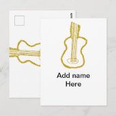 Golden Glitzer akustische Gitarre hinzufügen Name  Postkarte (Vorne/Hinten)