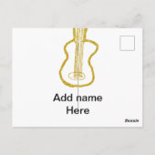 Golden Glitzer akustische Gitarre hinzufügen Name  Postkarte (Rückseite)