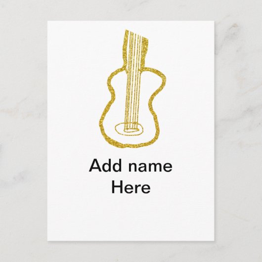 Golden Glitzer akustische Gitarre hinzufügen Name  Postkarte (Vorderseite)