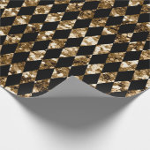 Golden Glitzer Black Harlequin Pattern Weihnachten Geschenkpapier (Ecke)
