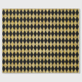 Golden Glitzer Black Harlequin Pattern Weihnachten Geschenkpapier (Flach)