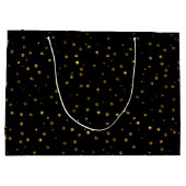 Golden Glitzer Black Merry Christmas Polka Dots Große Geschenktüte (Rückseite)