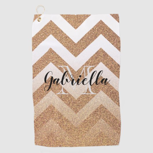 Golden Glitzer Chevrons Golfhandtuch (Vorderseite)