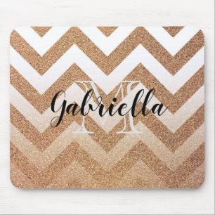 Golden Glitzer Chevrons Mousepad