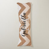 Golden Glitzer Chevrons Seitenschläferkissen (Vorderseite Vertikal)