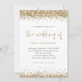 Golden Glitzer Confetti Borders Script Wedding Einladung