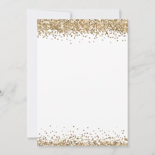 Golden Glitzer Confetti Borders Script Wedding Einladung (Rückseite)