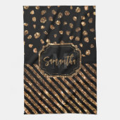 Golden Glitzer Dots and Stripes Geschirrtuch (Vertikal)