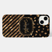 Golden Glitzer Dots and Stripes iPhone Hülle (Rückseite (Horizontal))