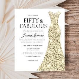 Golden Glitzer Dress 50. Geburtstag Einladung