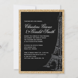 Golden Glitzer Eiffelturm Hochzeit Einladungen