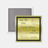 Golden Glitzer & Funkelnd Butterfly 75. Geburtstag Magnet (Vorderseite/Rückseite)