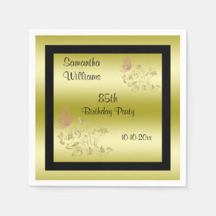 Golden Glitzer & Funkelnd Butterfly 85. Geburtstag Serviette