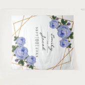 Golden Glitzer Geo Blue Floral Foto Hintergrund Si Wandteppich (Vorderseite (Horizontal))