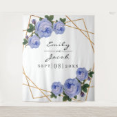 Golden Glitzer Geo Blue Floral Foto Hintergrund Si Wandteppich (Vorderseite)