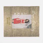 Golden Glitzer glücklich 15. Geburtstag Foto Jahr Fleecedecke (Vorderseite (Horizontal))