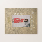 Golden Glitzer glücklich 15. Geburtstag Foto Jahr Puzzle (Horizontal)