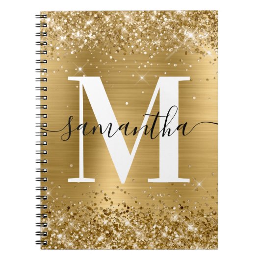 Golden Glitzer Gold Foil Signature Monogram Notizblock (Vorderseite)