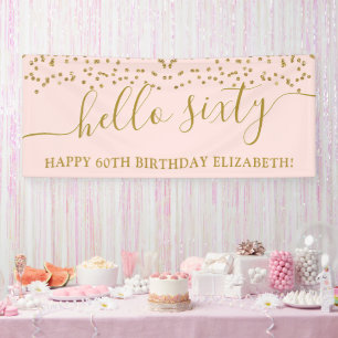 Golden Glitzer Hallo 60. Geburtstagsparty Banner