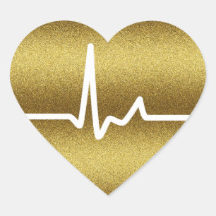 Golden Glitzer Herzschlag Herz-Aufkleber